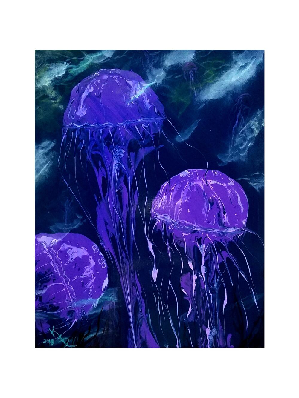 "Jellyfish in Purple" Art Print from my Original Work 11" x 14"  Acid Free